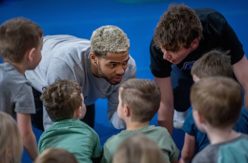 a student teacher with a classroom of kids